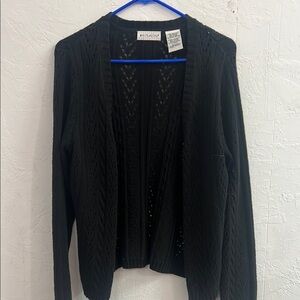 Black Open-Front Cardigan Sweater